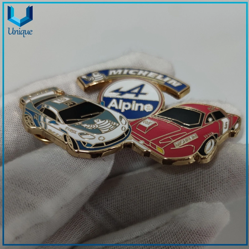 Free Sample Fashion Racing Car Club Metal Brooch, Custom Design Metal Emblem Lapel Pin