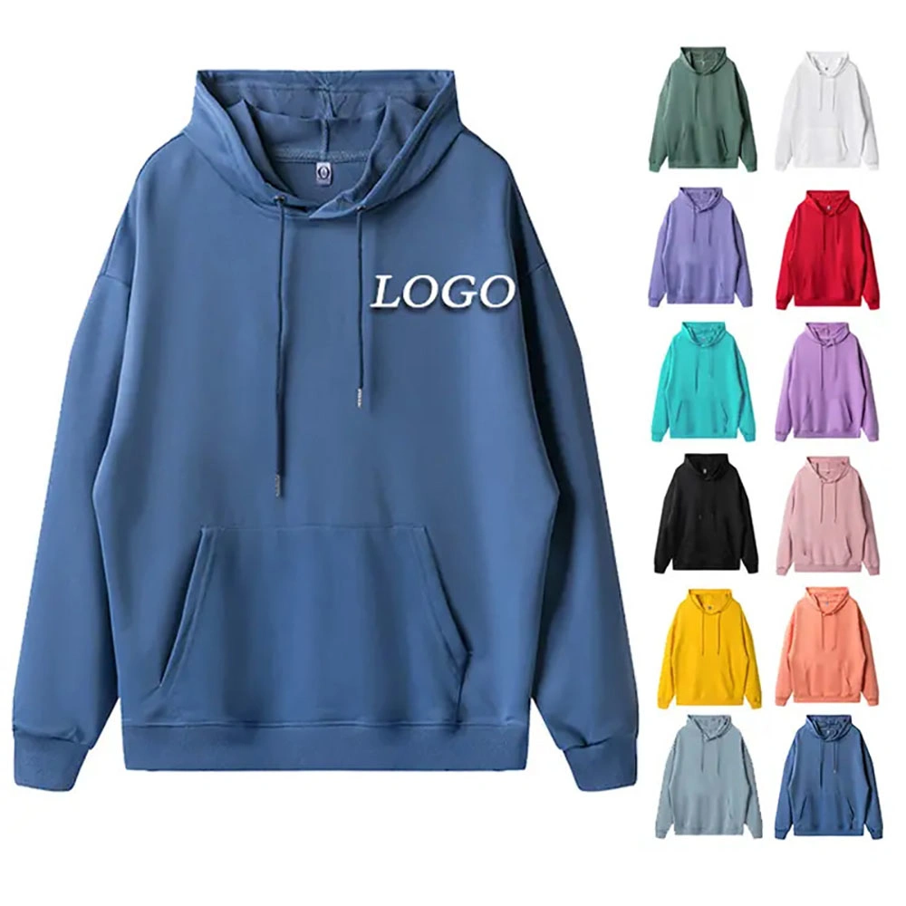 Custom Unisex Embroidered Logo Hoodies Men's 100% Cotton Oversized Sweatshirts