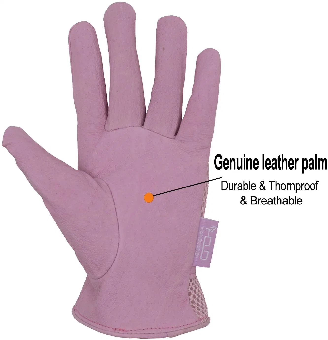 Pri Pink Breathable Mesh Back Durable Pigskin Gloves Leather Work Garden Gloves