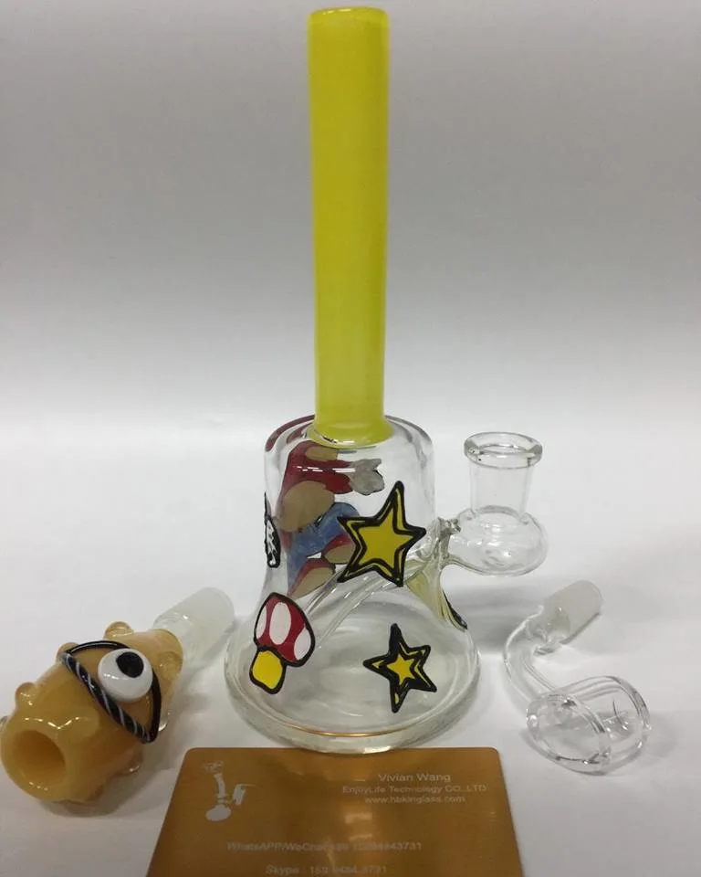 Hbking Stock Cartoon Style Glass Water Pipe Oil Rig Smoking Pipe Glass Ware Glass Water Pipe Water Pipe Glass Smoking Pipe