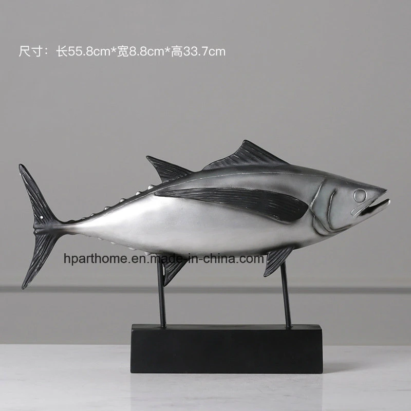 Holiday Gifts Silver Grey Fish Resin Statue for House Decoration