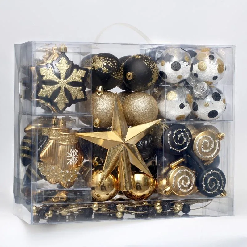 Venta caliente ornamentos adornos adornos decoración de Navidad Boxed Colorful Design Colgante Bola 6cm Regalo conjunto Mixto de año Nuevo Balls