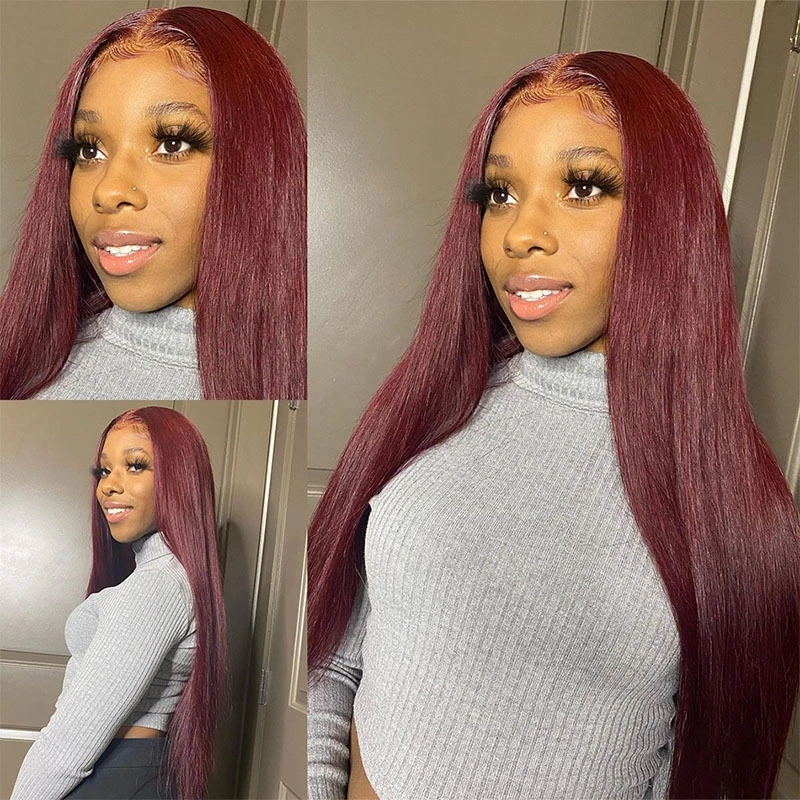 Remy Hand Tied Wig 99j Colored Wholesale/Supplier Long Lace Straight Wigs Hair Products