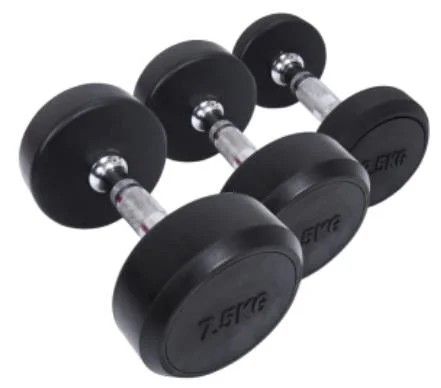 Fixed Black Rubber Dumbbell