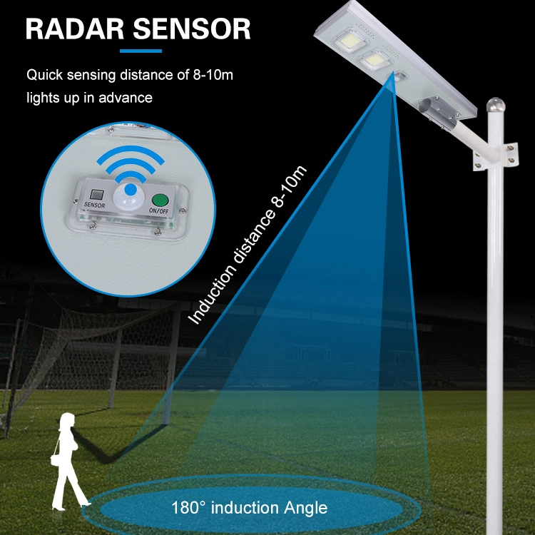 100W Solar LED Street Light High Brightness Radar Sensor Outdoor Waterproof Long Time Illumiation