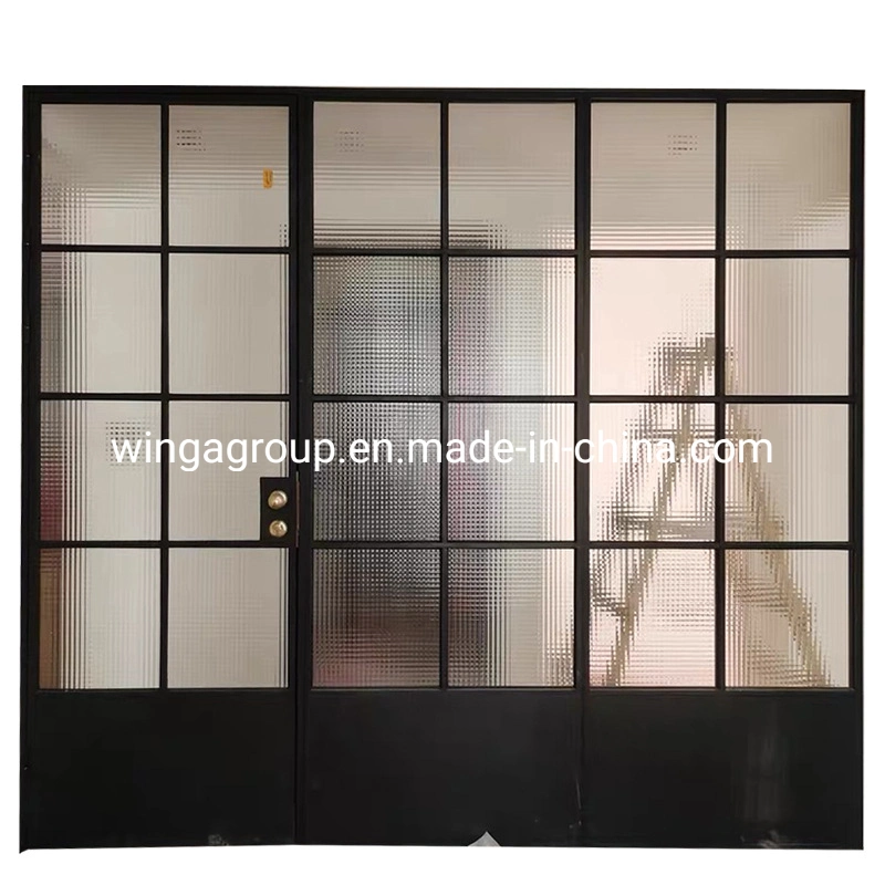 Interior Grid Wrought Iron Glass Door Security Steel Metal Gate