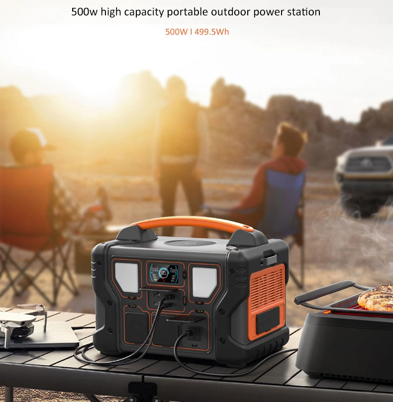 Camping Portátil Auto-condução, 220 V, alta potência, 500 W, para exteriores Bateria doméstica de alta potência com auto-condução e tomada