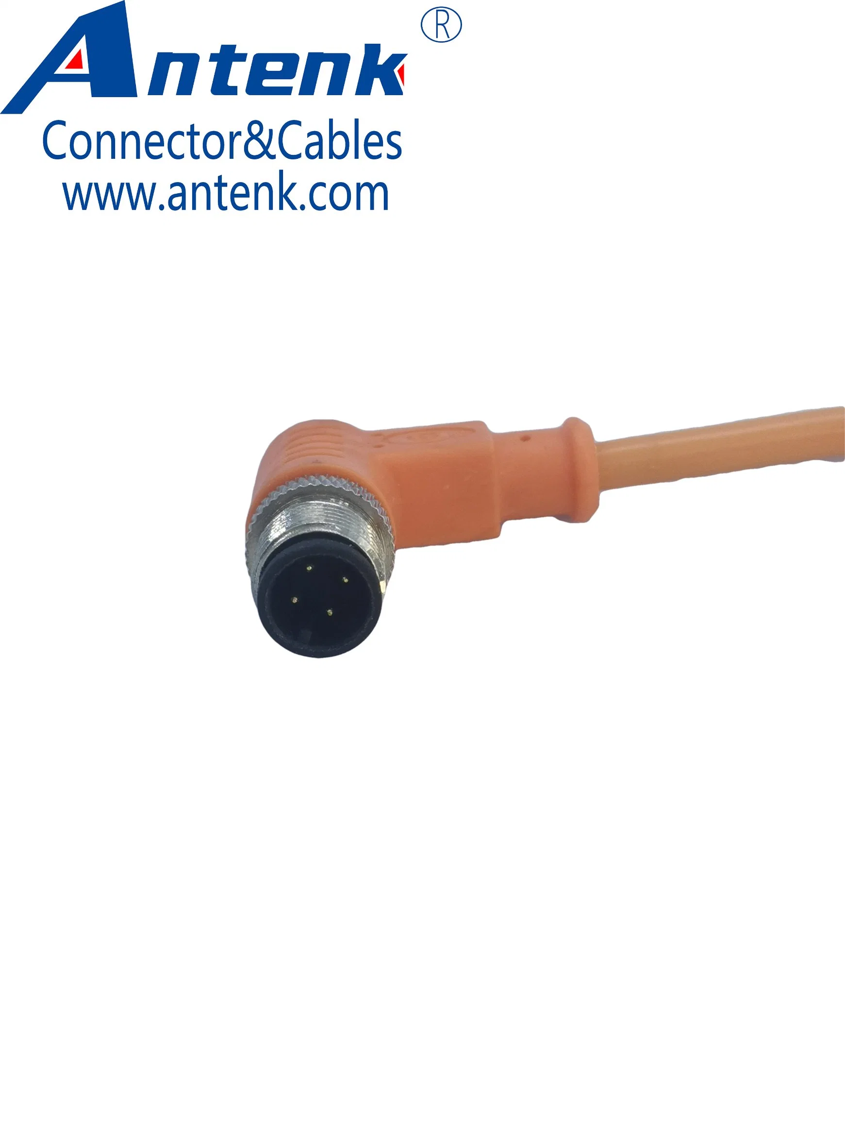 M12 conector de enchufe de aviación de sensor de cabeza redonda con cable naranja Conector resistente al agua