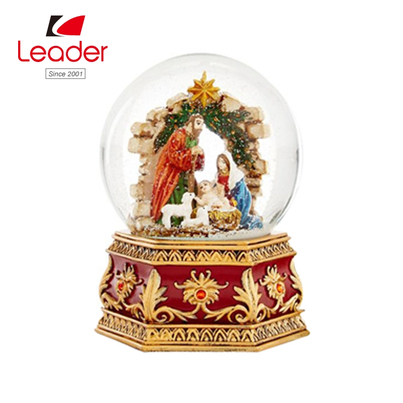 Hand-Painted Resin Craft Christmas Santa Snow Globe with Water Ball Statue for Home Decoration and Souvenir Gift