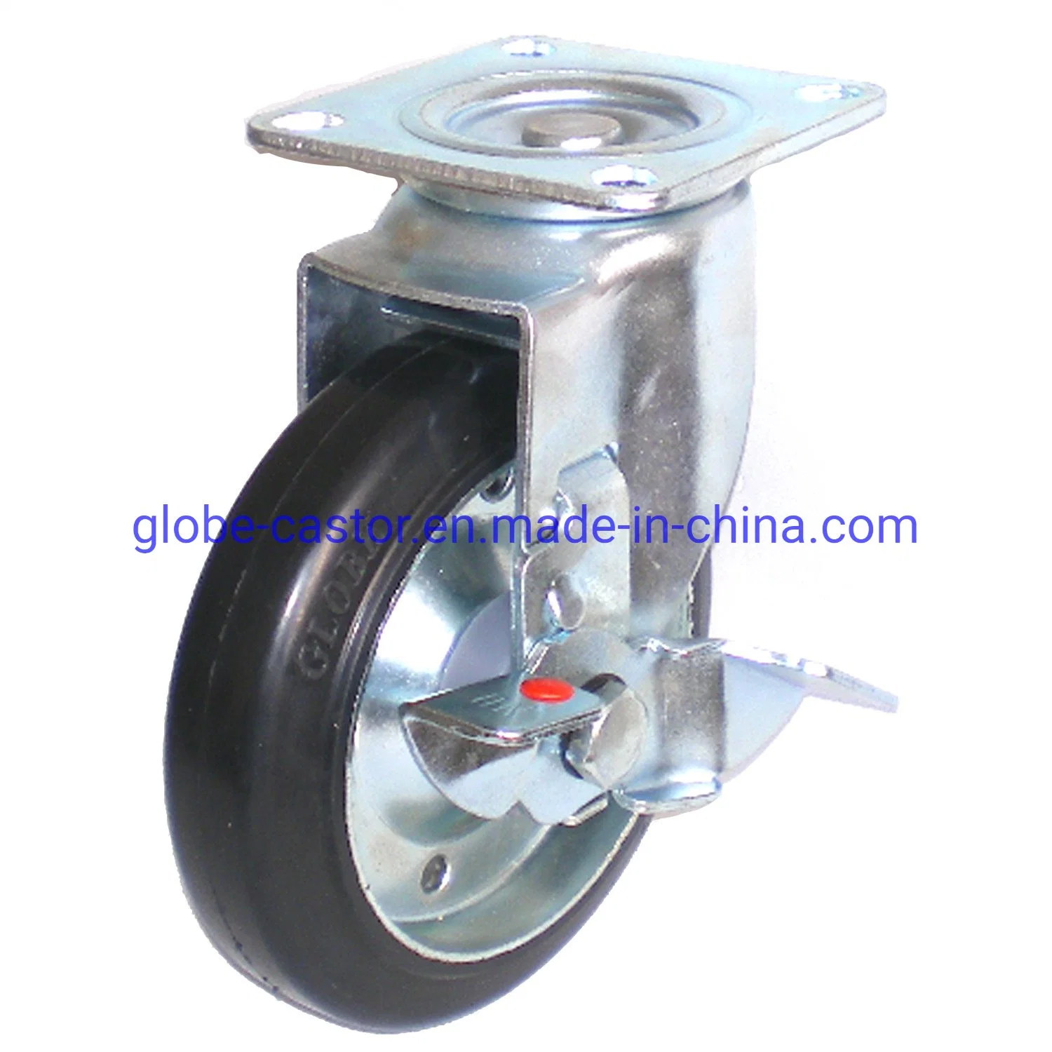 Black Heavy Duty Industrial Steel Core Rubber Caster Wheel