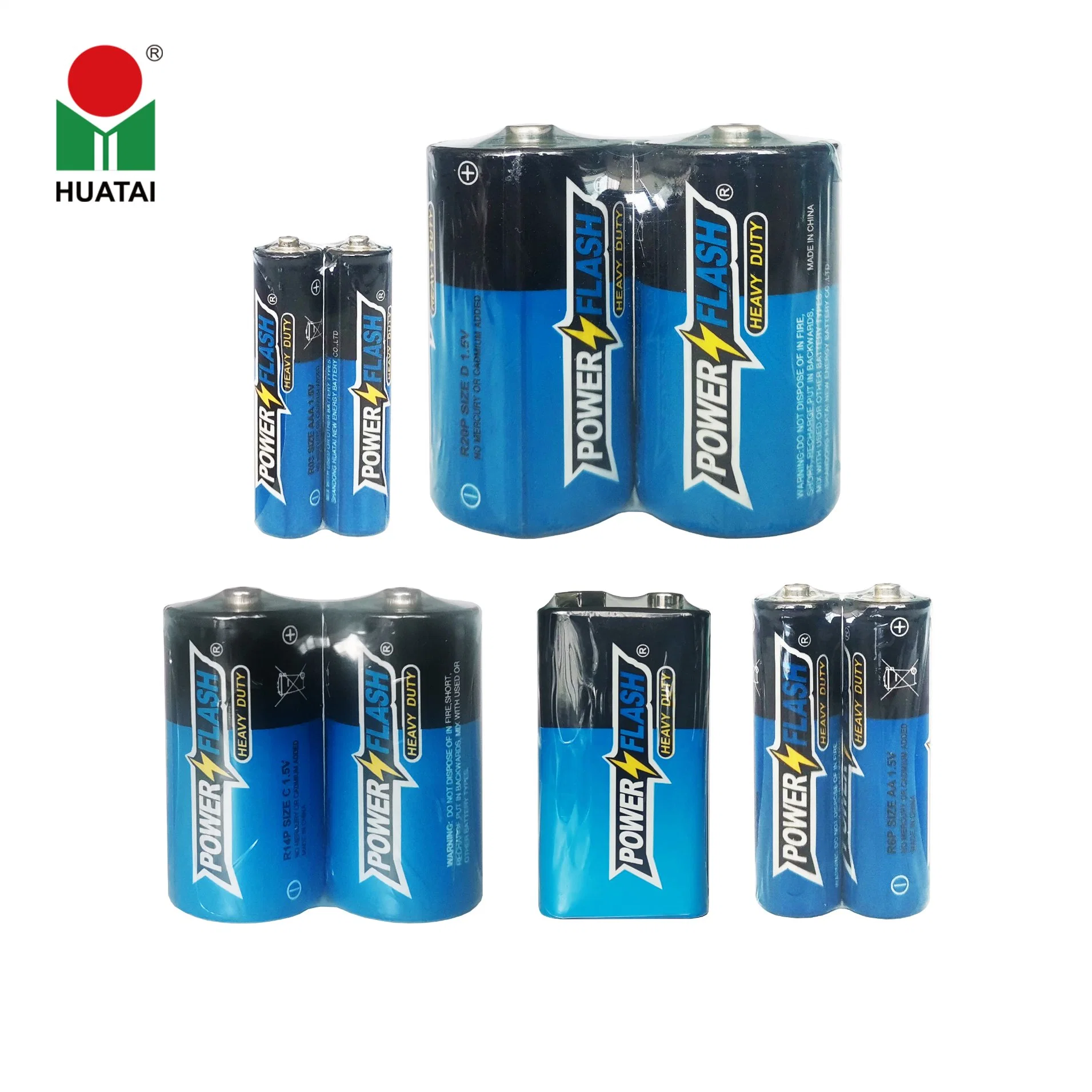 Zinco carbono bateria AAA, AA, C, D, 9V, 6F22 Primary pilha seca