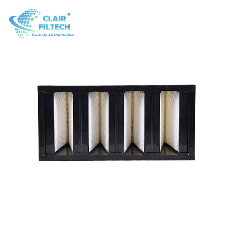 Air Flow High quality/High cost performance  Fiberglass Industry Ultra High Efficiency W Type Air Purifier Bank V Cell HEPA Air Filter