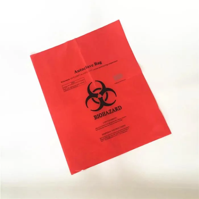 Color rojo amarillo autoclave plástico bolsas de basura médica basura basura basura Bolsas Bolsa de peligro biológico para laboratorio