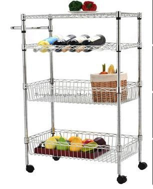 New Product Mobile Kitchen Wire Metal Rack Food and Beverage Serving Cart Manufacturer