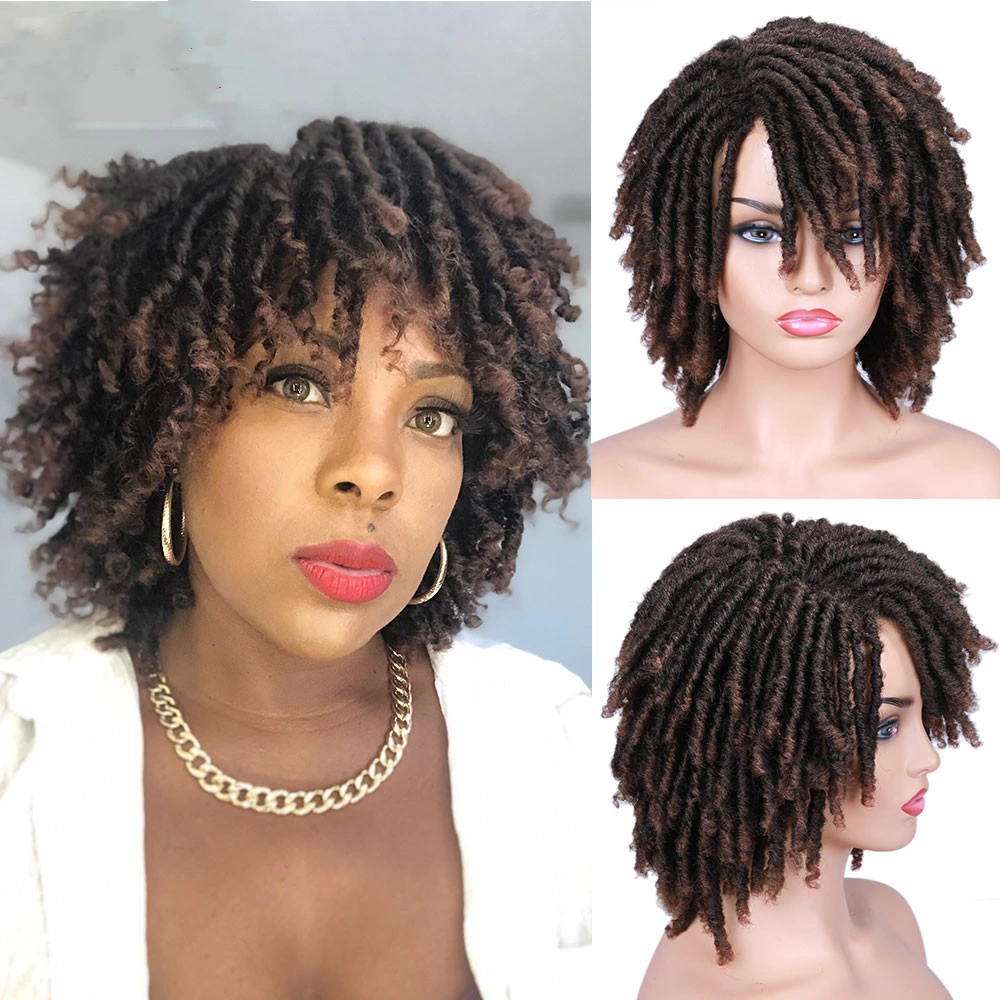 6 Inch Faux Locs Wigs African Dreadlocks Crochet Twist Hair Wigs Soft Bouncy Curly Short Synthetic Wigs for Women Afro Crochet Locs Wigs