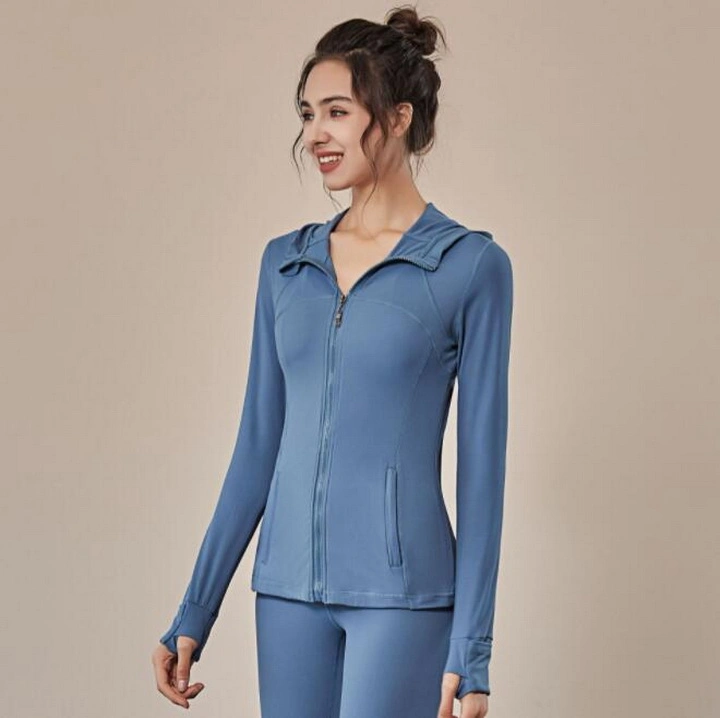 Women&prime; S Long Sleeve Zipper Slimming Bodybuilding Sport Coat