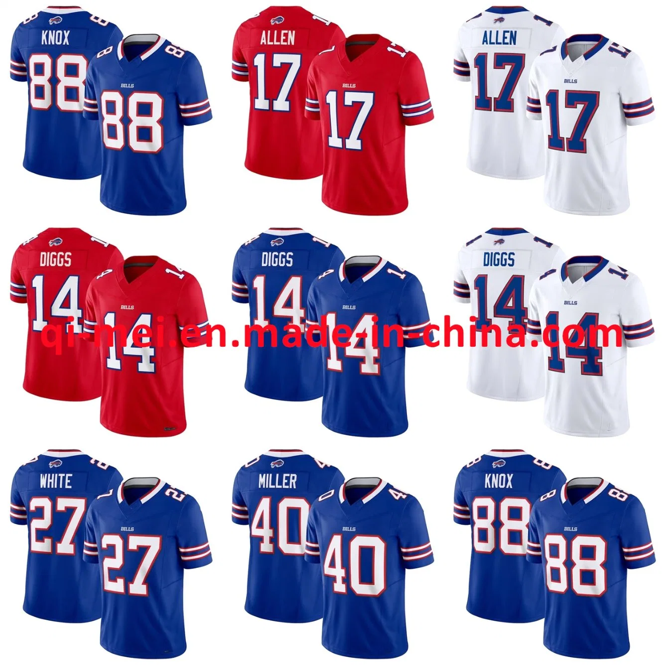 Maillots de football Buffalo Bills 17 Josh Allen 14 Stefon Diggs Knox White Miller Vapor F. U. S. E. Limited Dropshipping pas cher 2023