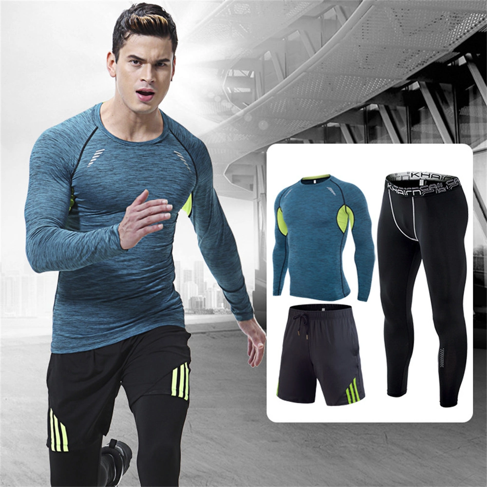 SJ-MT2029 Free Match Style 3 Piece Compression Gym Tights Suits Sportswear Men&prime; S Fitness Clothing Customized Design Gym Sets