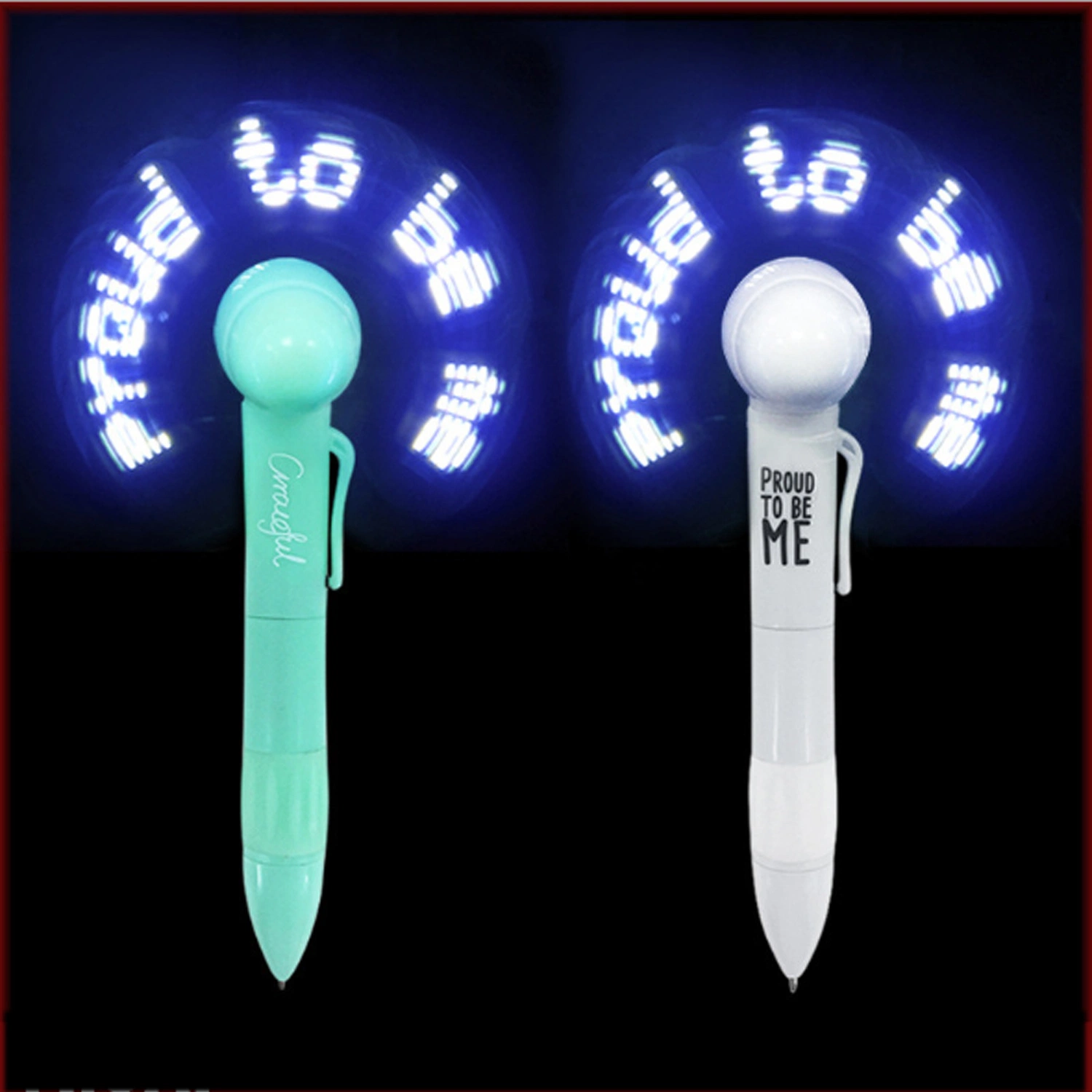 LED Light Custom LED Pen Plastic Mini Fan Pen