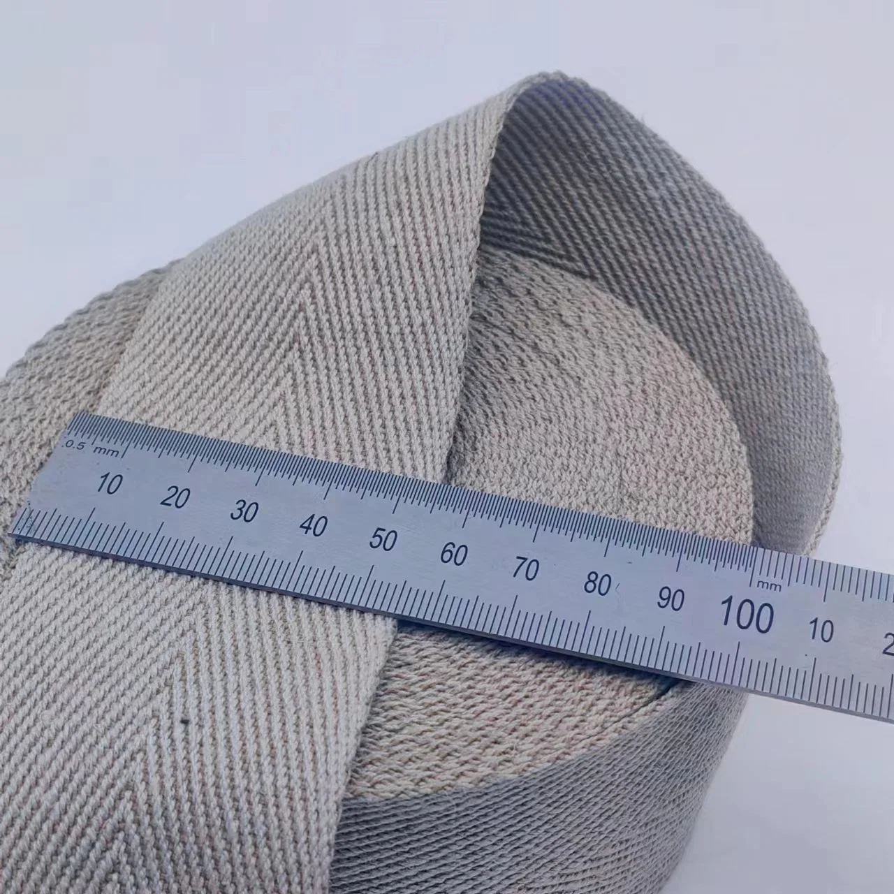 Wholesale High-Quality 5.5cm Thick Pure Cotton Woven Belt with Herringbone Pattern