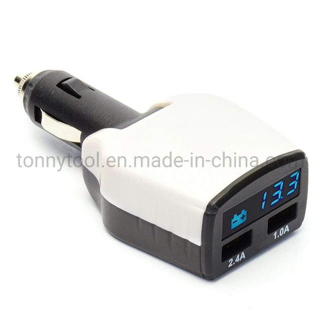 12V Auto Battery Monitor with 2 USB Ports Battery Tester