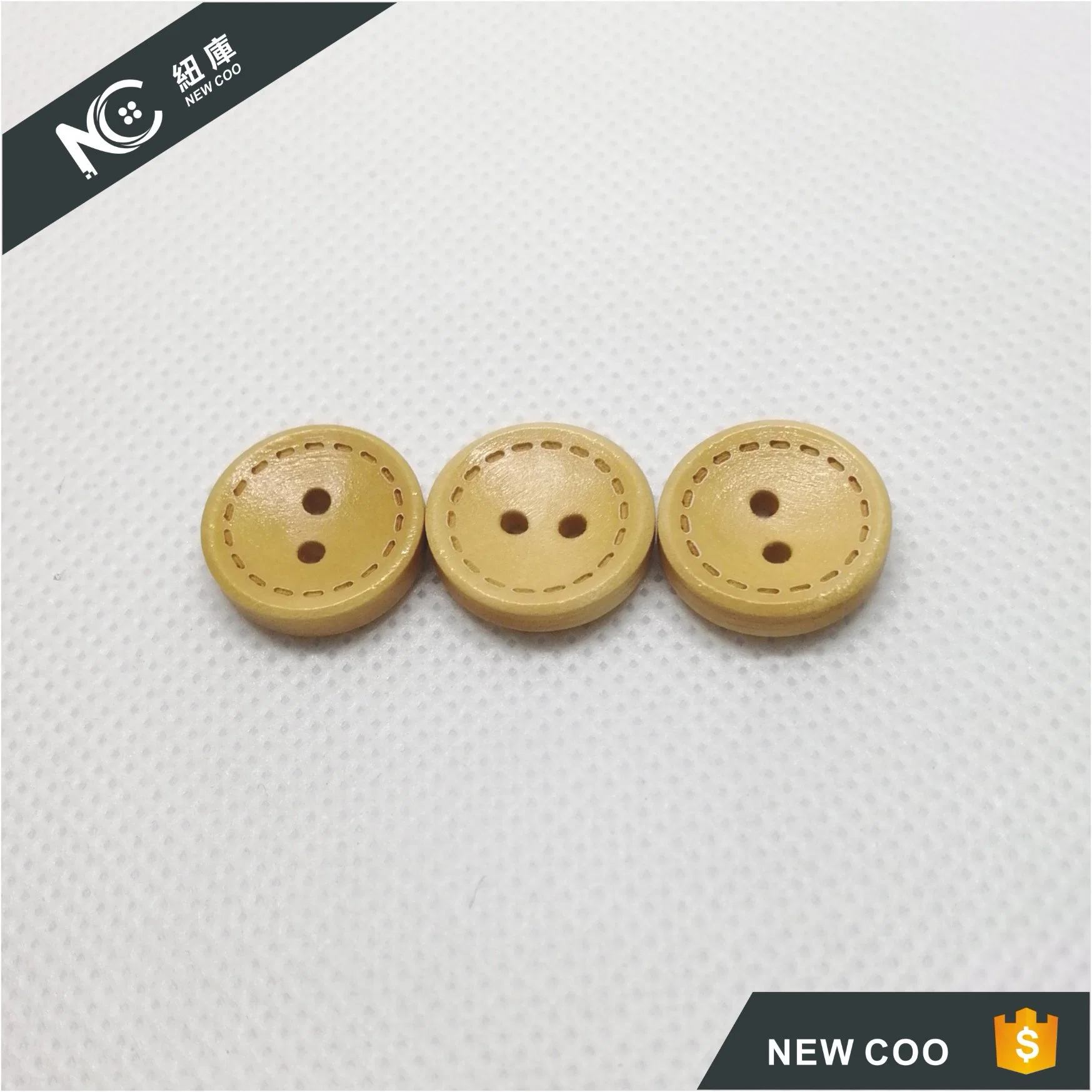 Two Holes Burlywood Natural Wood Fancy Shirt Button