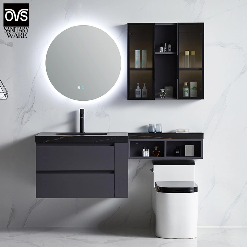 Luxury Wood Finish Modern Wall Hung Bathroom Vanity with Sink Floating Vanity Bathroom Furniture Cabinet Set