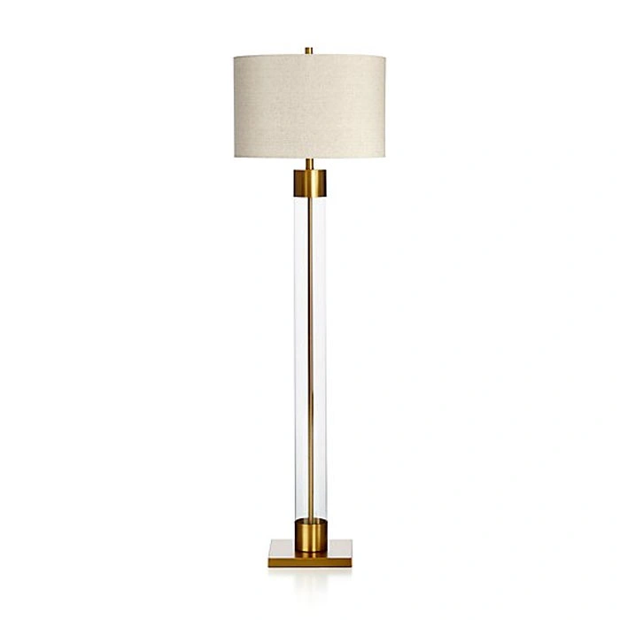 Decorative Brass Metal Clear Crystal Glass Floor Lamp for Hotel Project