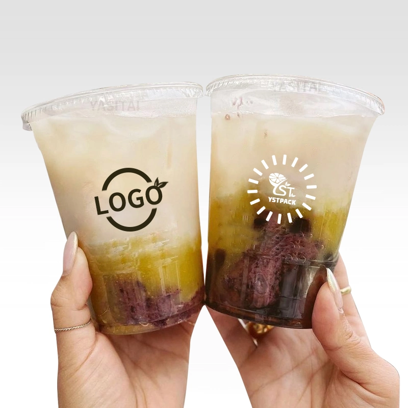 Takeaway Ice Coffee Bubble Tea Cup Disposable Plastic Cup 16oz Pet Boba Milk Tea Cup