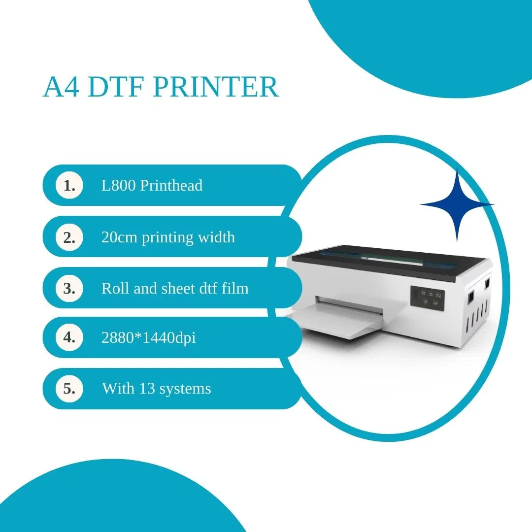 طابعات Erasmart Mini Flexographic الرقمية L805 L800 Head T-Shirt Printing طابعة نفث الحبر A4 DTF لنقل الحرارة في الماكينة