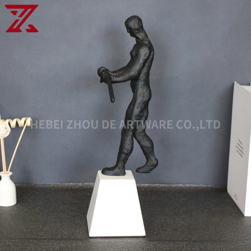 Factory Customized Marble Sculpture Statue Black Iron Characters Statues Metal Crafts for Home Decoration