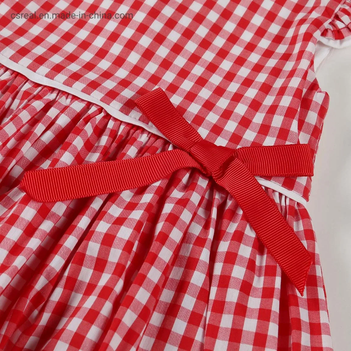 Vêtements pour enfants fille enfant vêtements tissé rouge blanc Plaid Robe habillement