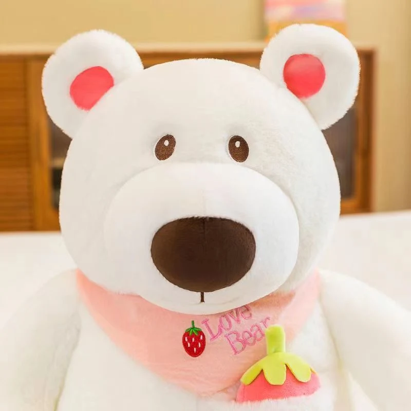 Creative New Scarf Strawberry Polar Bear Doll Plush Toy Cute Teddy Bear Doll Gift