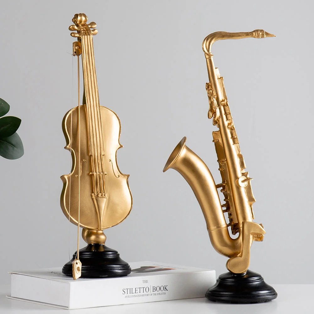 Résine violon moderne maison modèle nordique de la Statue de la musique Saxophone Sculpture décoration de bureau