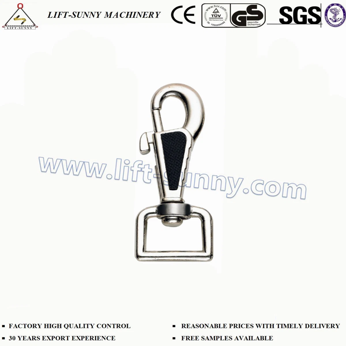 17mm*73mm Black Square Head Zinc Die Cast Swivel Snap Hook