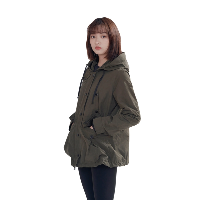 Spring and Autumn Women's Windproof Army Green Windbreaker Coat