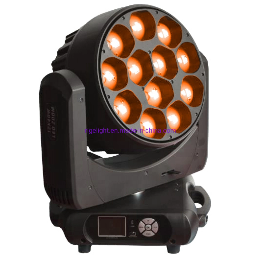 Rigeba Disco DJ Stage New Arrival 12*40W LED Zoom Moving Head Light for Party