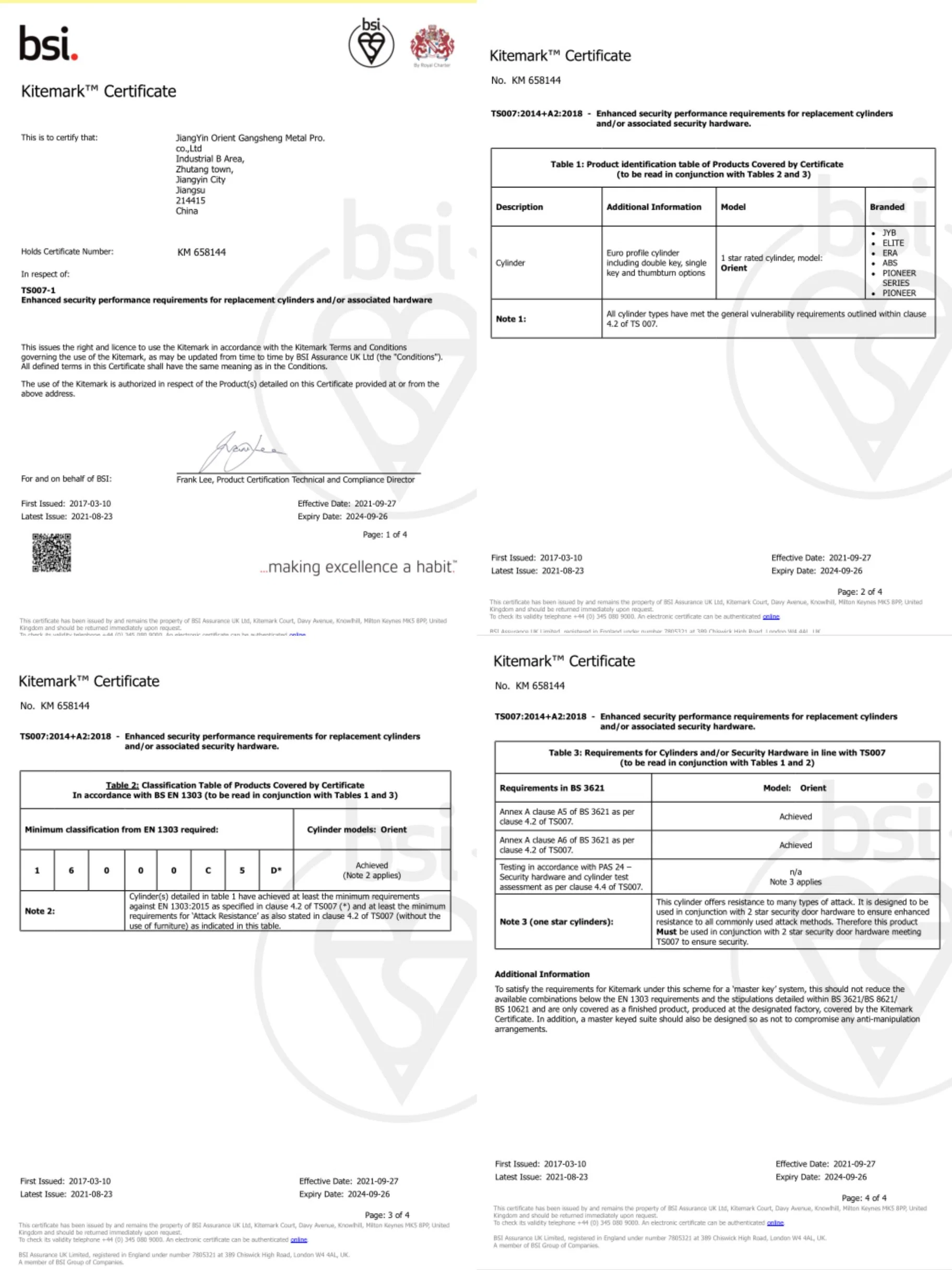 Euro Profile One Star Kitemark (1 звезды) Замок для цилиндра, двойной замок, врезной замок