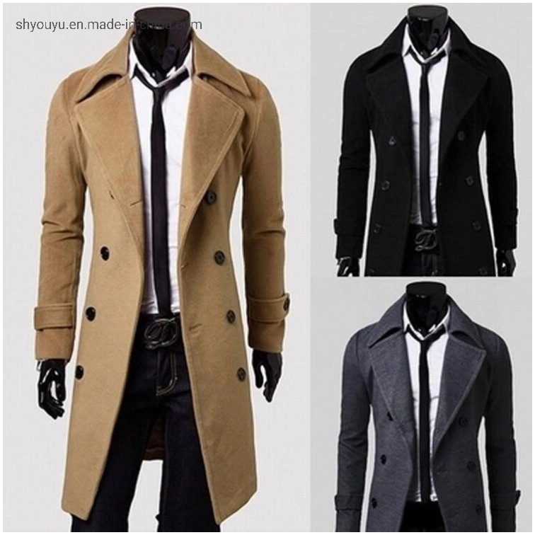 Winter Wear Business Casual Wool Overcoats Mens Long Woolen Coats