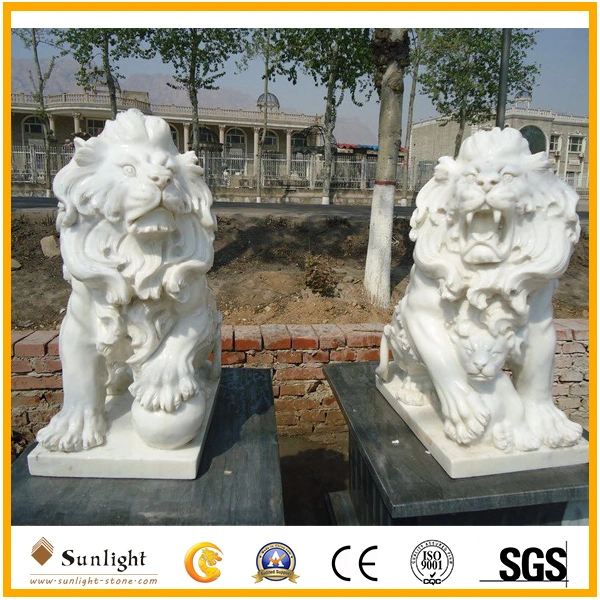 Anique Outdoor Pink/White/Grey/Yellow/Green Marble Stone Hand Carving Statue Tiger Sculpture