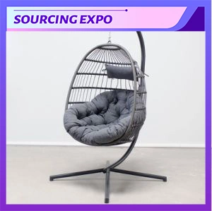 Neues Design Startseite Hotelmöbel Garten Terrasse Klappbar Hängender Rattan Wicker Ei Hängematte Swing Chair