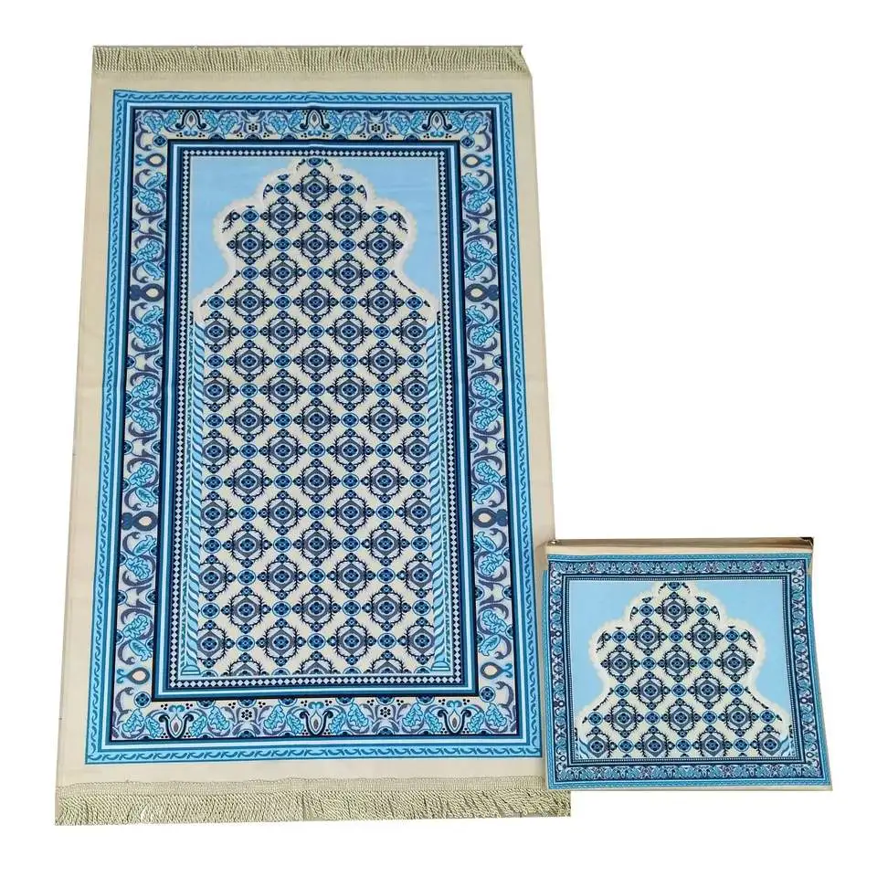 80X120cm Beautiful Design of Muslim Raschel Prayer Mat Islamic Printed Muslim Travel Prayer Rug