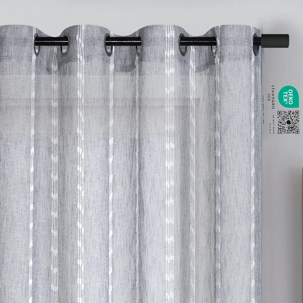 100% Polyester Unshading Curtains Light Grey Jacquard Curtains for Hotel Veranda Household Europe Luxary Curtains