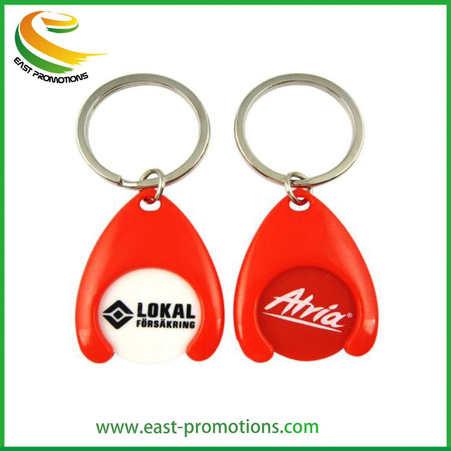 Custom Plastic Token Trolley Coin Keyring Coin Holder Keychain for Promotional Gifts