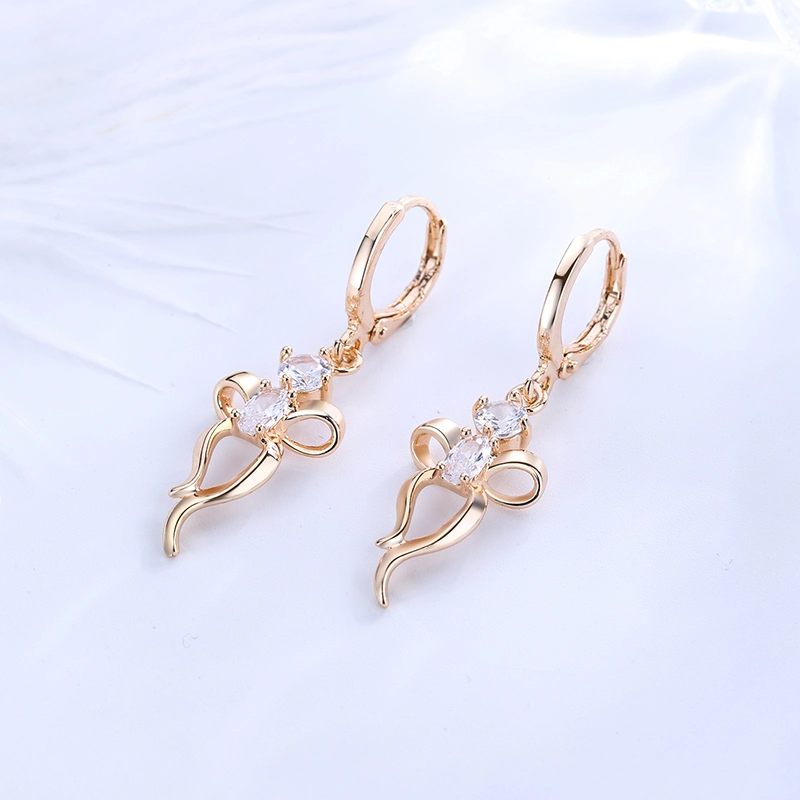 New Fashion Designs Jewelry Zircon Elegant Women Gold Plated Drop Earring