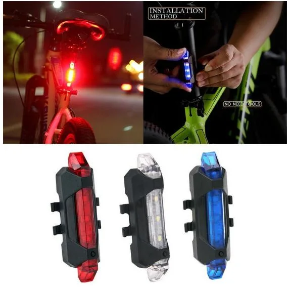 Outdoor Rechargeable Waterproof Bicycle Safety Warning Light LED Rear Tail Light