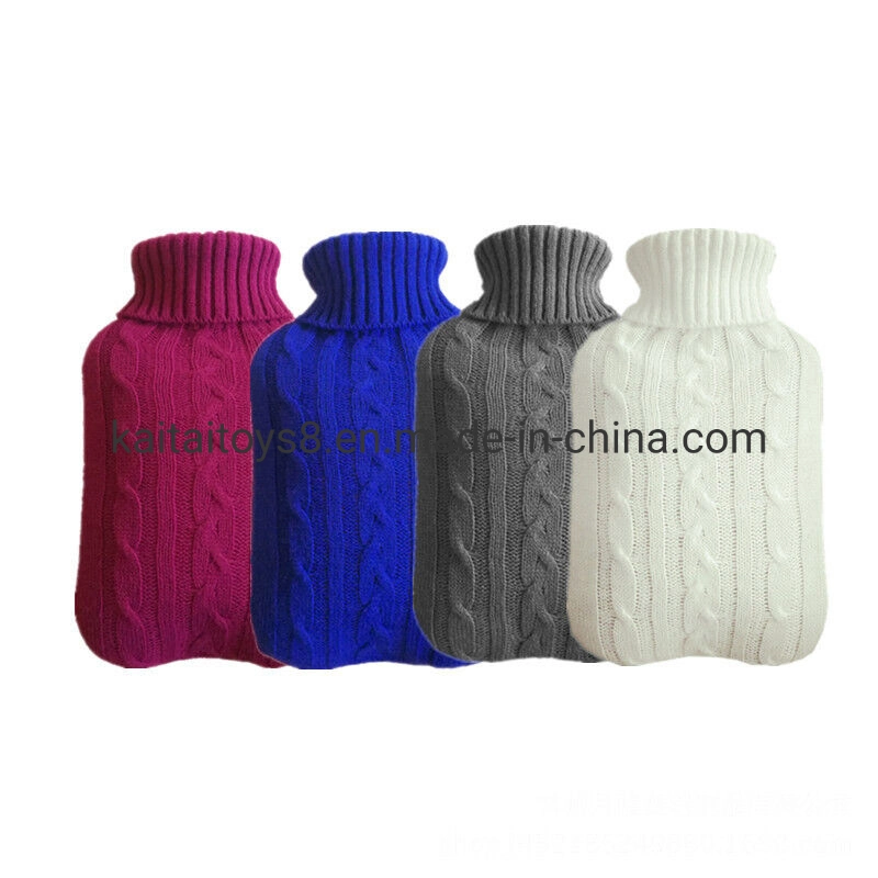 500ml 1000ml 2000ml 2L'eau chaude de caoutchouc naturel Bouteille Sac avec couvercle de tricot couleur unie