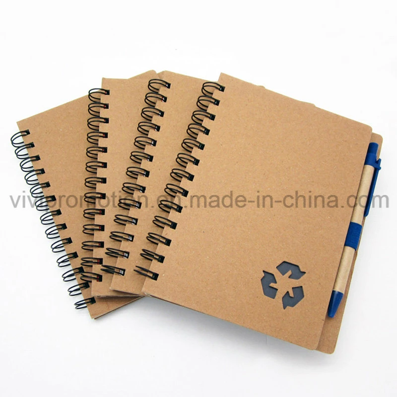 Custom Wholesale/Supplier Spiral Notebook with Eco Friendly Pen for Promotion (SNB125)