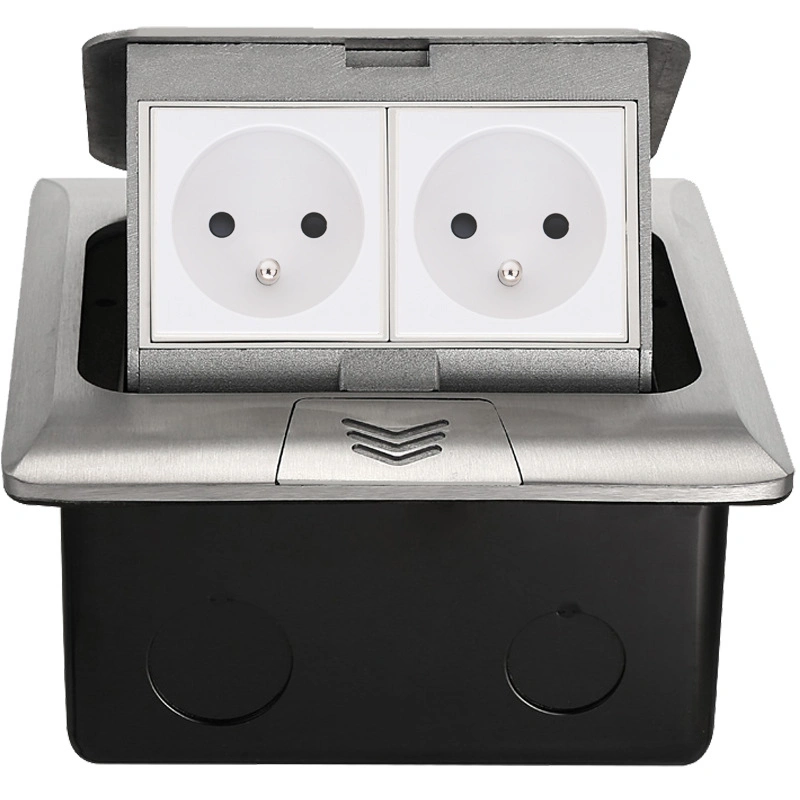 Factory Price Black Home Aluminum Alloy Pop-up Floor Socket Embedded Recessed Power Socket EU Floor Sockets