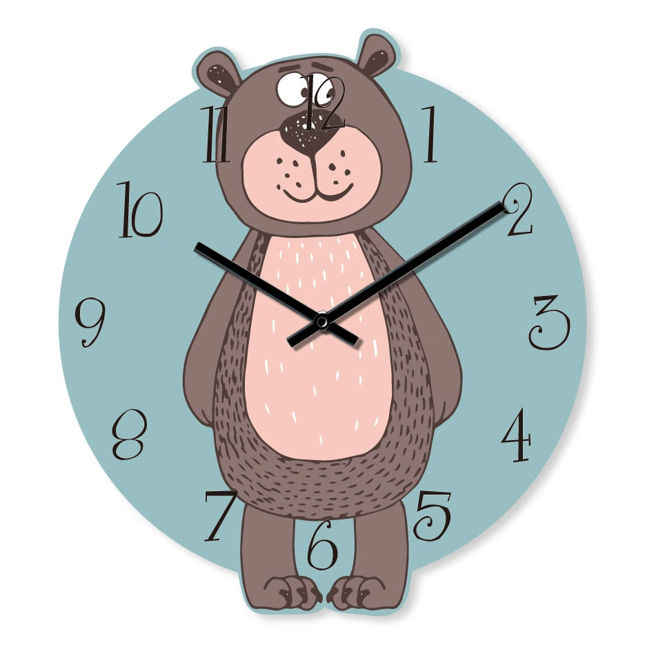 2022 Nuevo diseño de reloj de pared de MDF de oso para Kid's